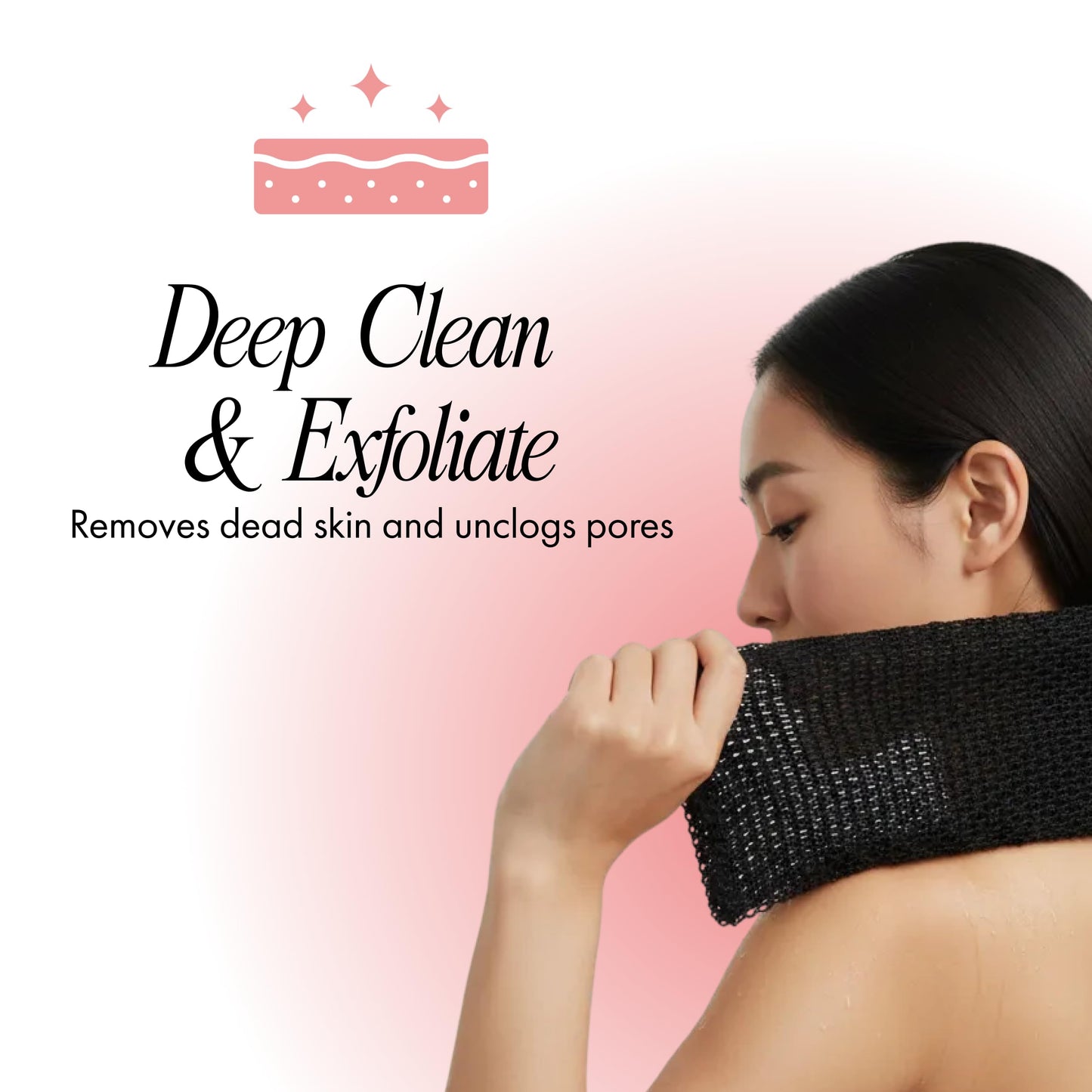 Spa Savvy African Net Sponge, 2 Pack Exfoliating Body Scrubber for Deep Cleansing and Smooth Skin, 12 x 32 Inch, Gold and Black