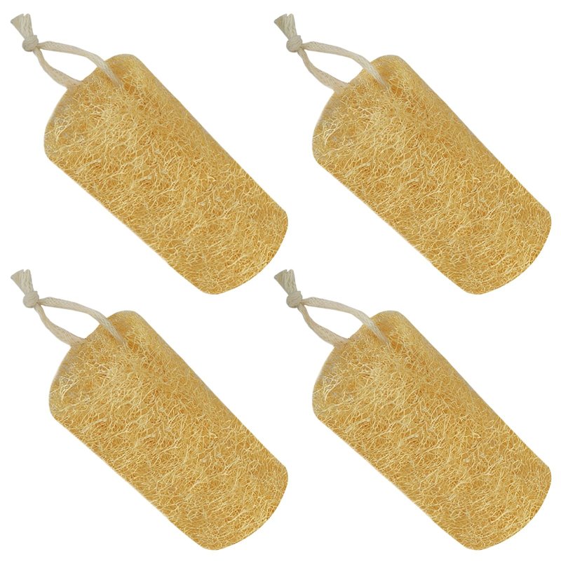 Natural Loofah Sponge (4 Packs), 6“ Natural Loofah Exfoliating Body Scrubber Egyptian Loofa Eco 100% All Natural luffa Cleaning for Men Women Deep Clean Skin