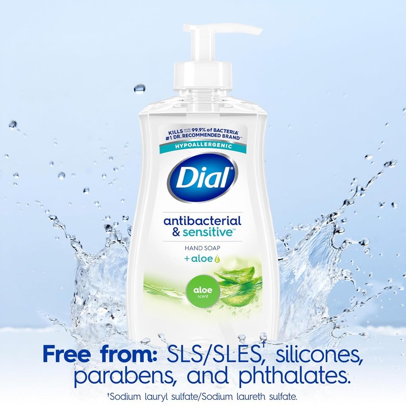 Dial Antibacterial Defense Liquid Hand Soap + Aloe, Aloe Scent, 11 Fl Oz (Pack of 12), Dermatologist-Tested Hand Wash, Gentle Formula