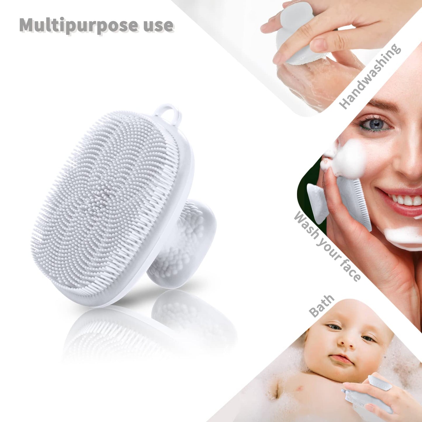 Silicone Face Scrubber for Men Facial Cleansing Brush Silicone Face Wash Brush Manual Waterproof Cleansing Skin Care Face Brushes for Cleansing and Exfoliating (White)