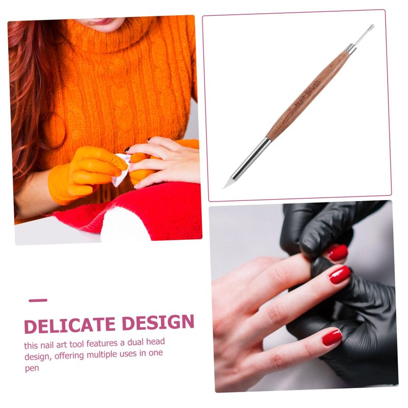 CALLARON Dual Head Nail Art Pen 6.5 Inch Gel Polish Design Tool with Dotting and Sculpting Brush for Professional Manicure and Home Nail Art