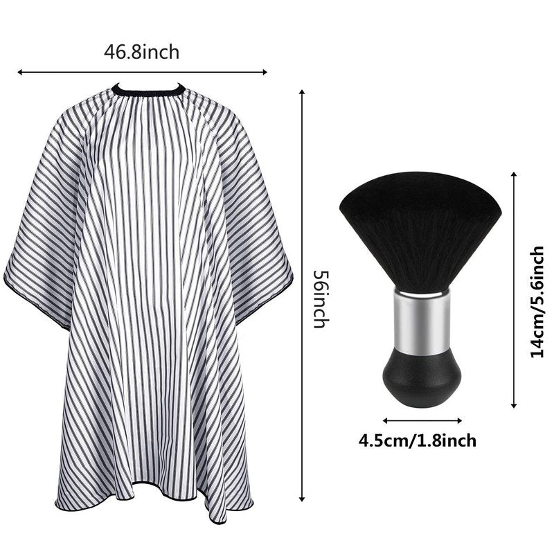 FEBSNOW Professional Hair Cutting Cape with Neck Duster Brush, Salon Barber Cape, Hair Cutting Accessories (Stripe)…