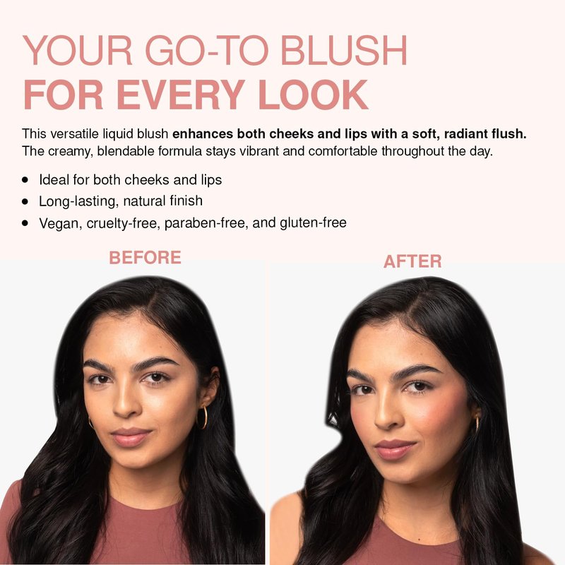 Palladio Liquid Blush for Cheeks & Lips 2-in-1 Makeup, Weightless Cream Formula, Smudge Proof Long-Wearing, Natural Look, Dewy Finish, Cool Pink