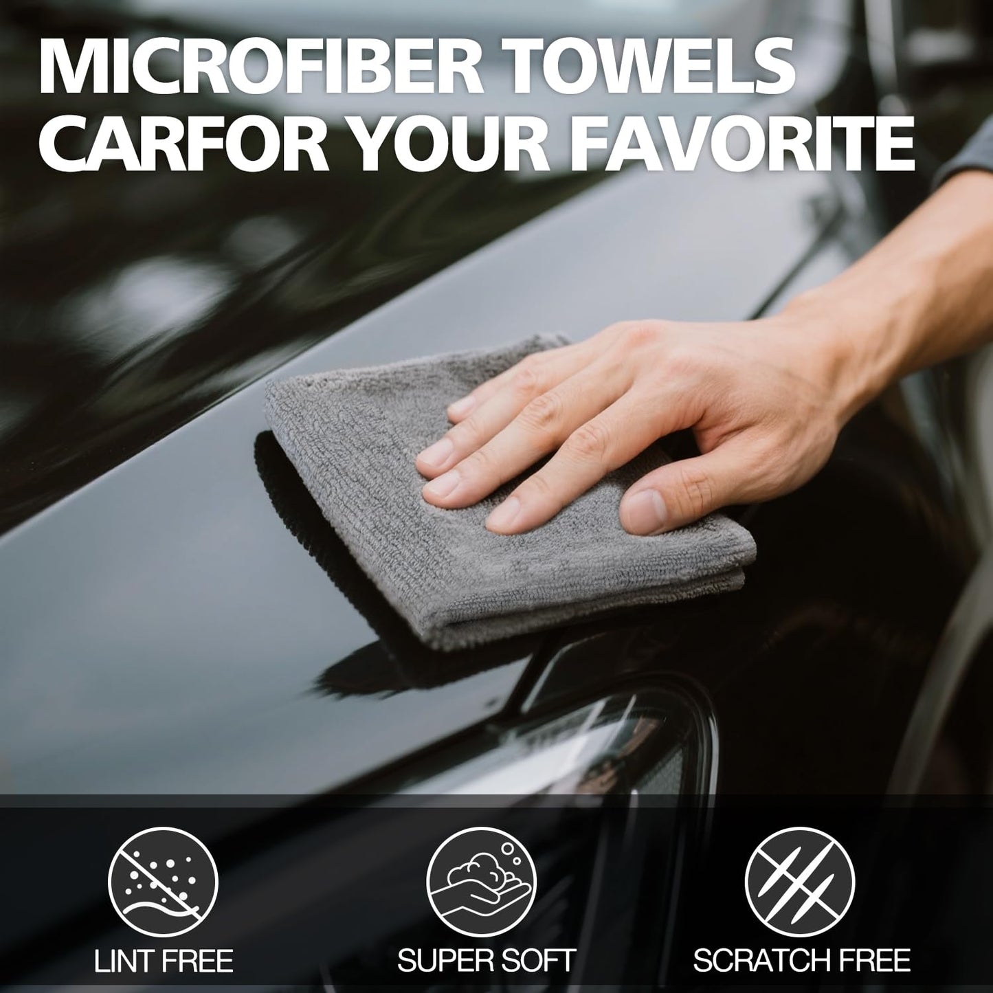 INFICRIME Microfiber Cleaning Cloth 12 Pack, 13 x 13 inch Microfiber Towels for Cars, High Performance Ultra Absorbent Car Washing Cloth, Lint Free Streak Free Cleaning Rags, 1200 Washes