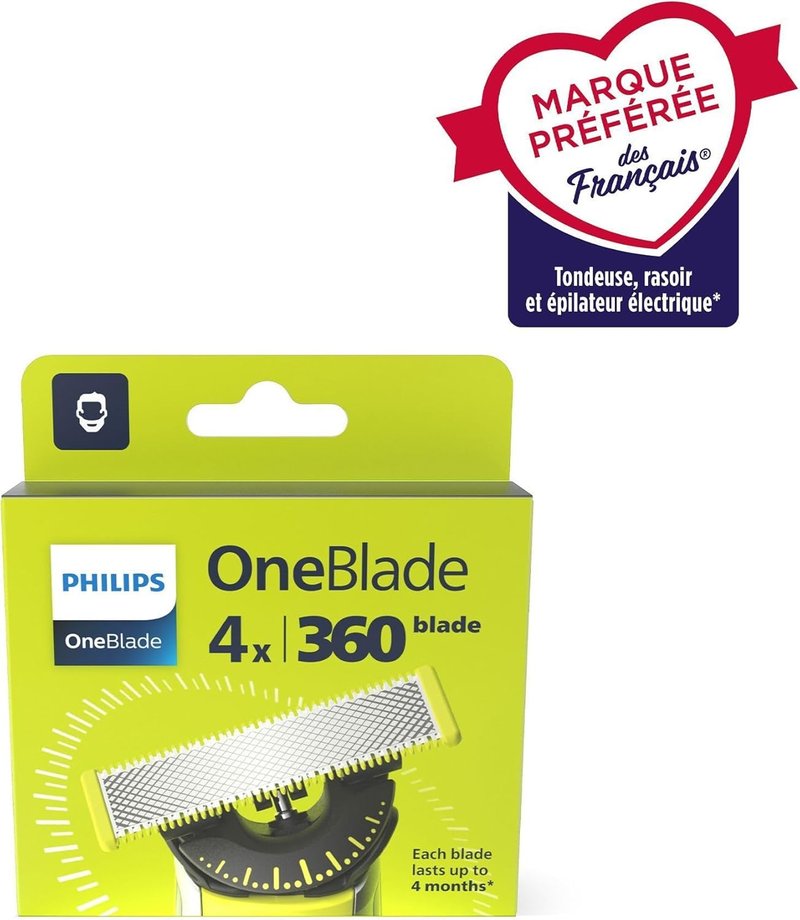 Philips OneBlade 360 Replacement Blades - 4 Pack for QP440/50 Electric Shaver & Trimmer