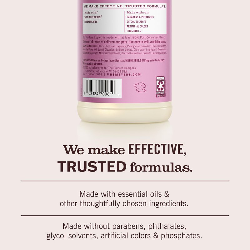 MRS. MEYER'S CLEAN DAY Multi-Surface Everyday Cleaner, Peony Scent, 16 Fl Oz Bottle - 3 Pack