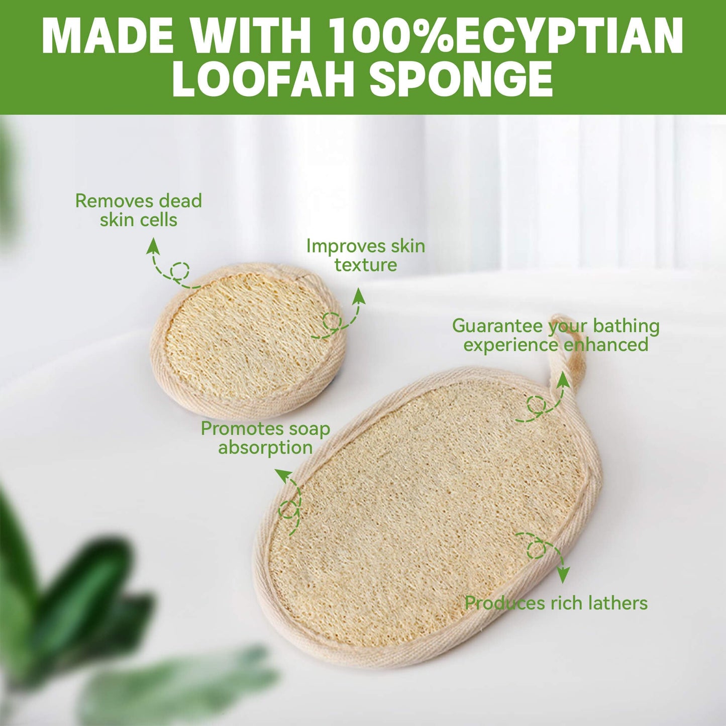 Natural Loofah Sponge Exfoliating Body Scrubber (2Pcs), Loofah Exfoliating Facial Scrubber(2Pcs), Made of Natural Luffa and Terry Cloth, Suitable for Bath Shower Loofah Sponge on Body and Face
