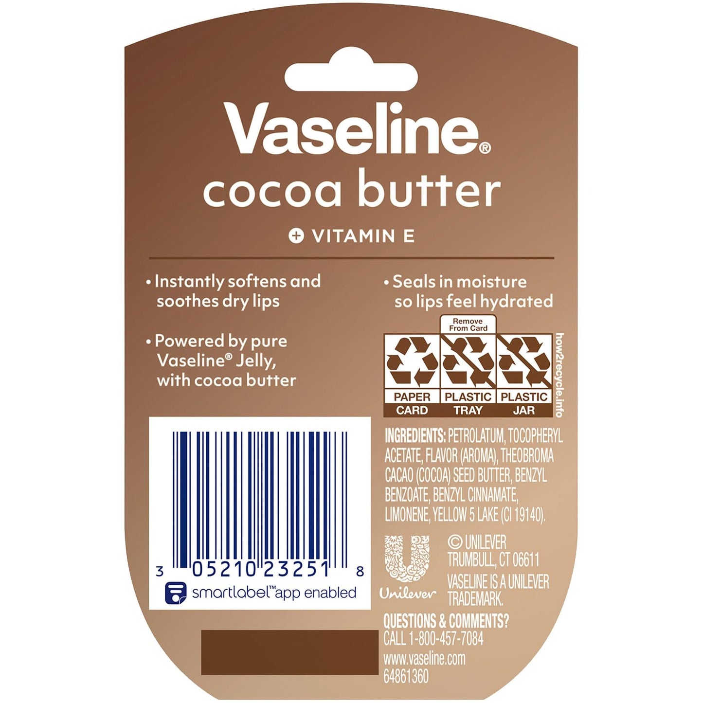 Vaseline Lip Therapy Cocoa Butter 6-Pack – Mini Lip Balms for Soft, Glowing Lips, 0.25 Oz Ea