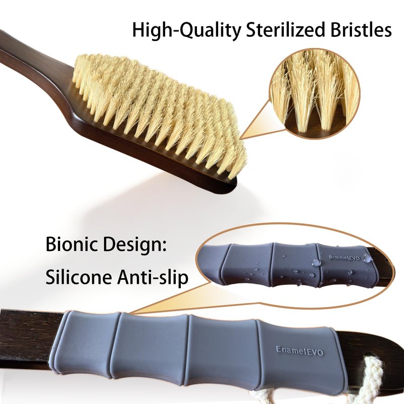 ENAMELEVO Back Scrubber for Shower,Exfoliating Shower for Men with Long Handle,Dry Brushing Body Brush,Lymphatic Contour for Full Body Exfoliation, Skin Cleansing & Lymphatic Drainage