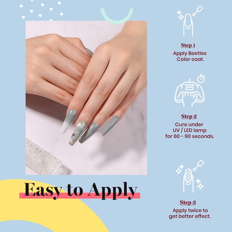 Beetles Grey Gel Nail Polish - Elegance All Season Gel Polish Soak Off U V LED Nail Lamp DIY Home Salon Manicure Nail Art 0.51 Oz Gifts for Women