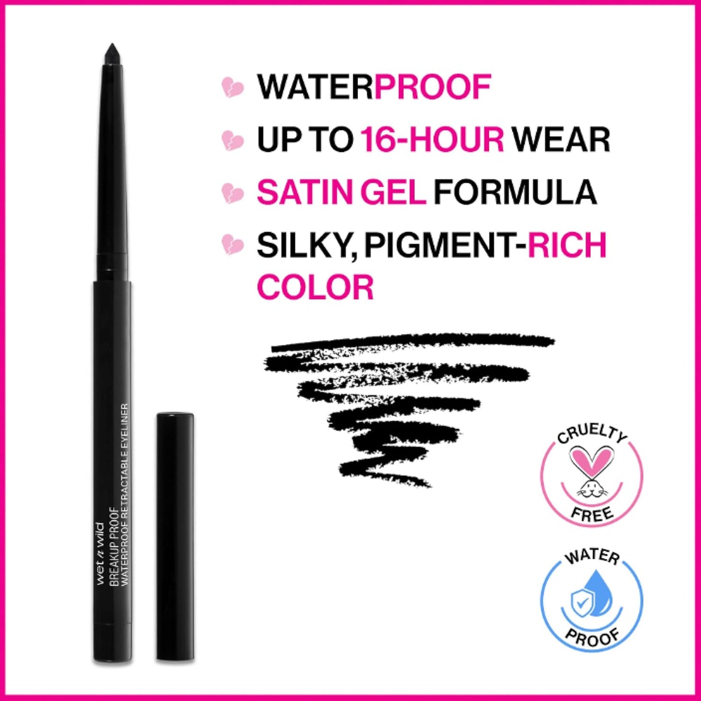 Wet n Wild Mega Last Liquid Eyeliner - Waterproof, Smudge Resistant, Quick Drying | Blackest Black, 16-Hour Wear