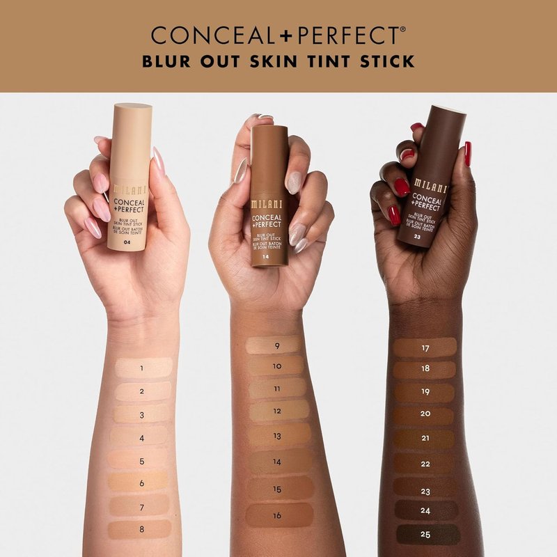 Milani Conceal + Perfect Blur Out Skin Tint Stick - Light to Medium Coverage Tinted Moisturizer with Vitamin C & E - Soft Matte Finish, 12-Medium Olive