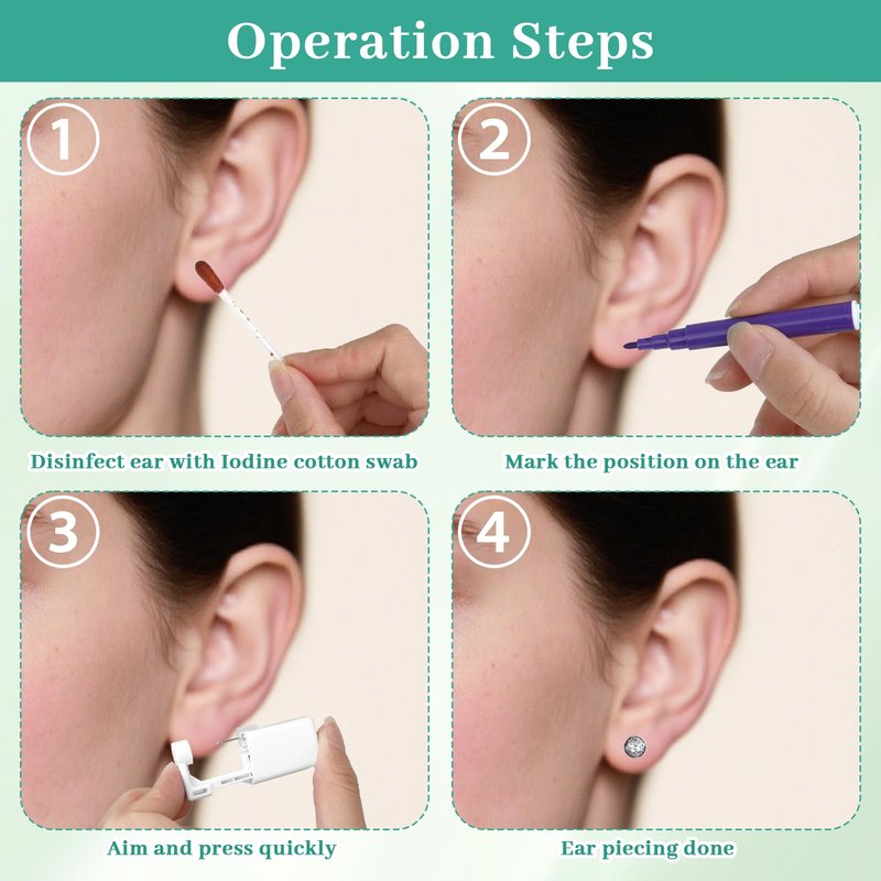 Hauojaus Ear Piercing Kit,Disposable Ear Piercing Gun with Preloaded Ear Stud 3mm,Gold Ear Piercing Gun Kit,at Home Self Piercing Kit with Safe backs for Your Own Use,Easy and Safe,for Women