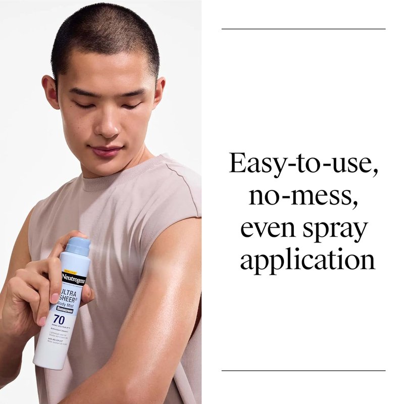 Neutrogena Ultra Sheer Sunscreen Spray - Broad Spectrum SPF 70 | Lightweight & Non-Greasy, 5 oz, Pack of 3