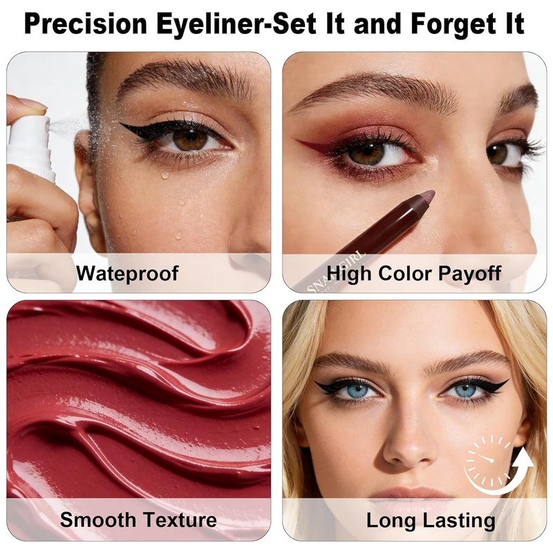 Plum Gel Eyeliner Pencil - Smudge-Proof Waterproof Formula | Long-Lasting High Pigment for Mature Women