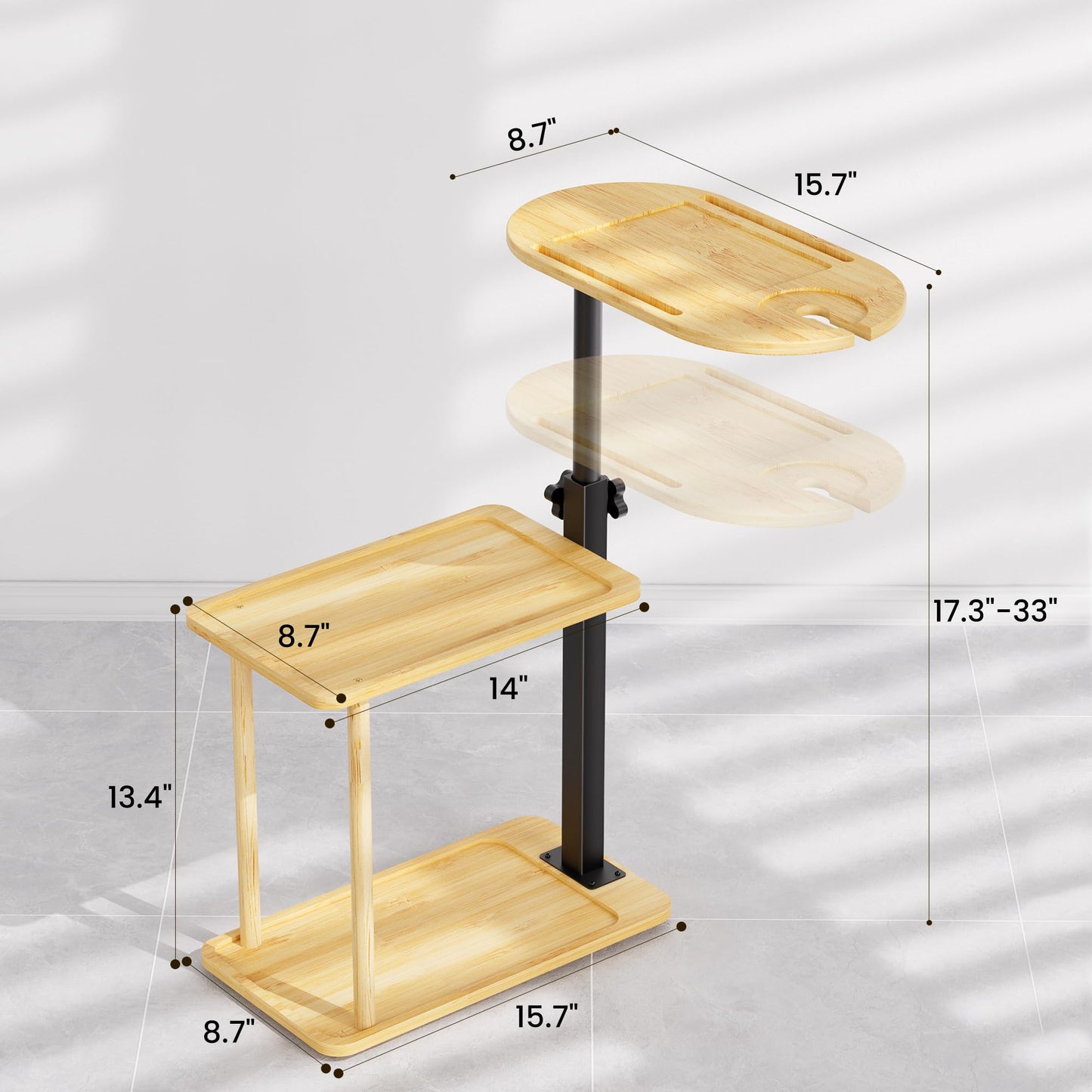 Sunnacate Bathtub Tray Table, Freestanding Bath Side Table Tub Tray Caddy, 3 Layer Bamboo Bath Board Shelf, Bathtub & Bathroom Accessories, New Home Gift for Mom, Housewarming, Anniversary, Wedding