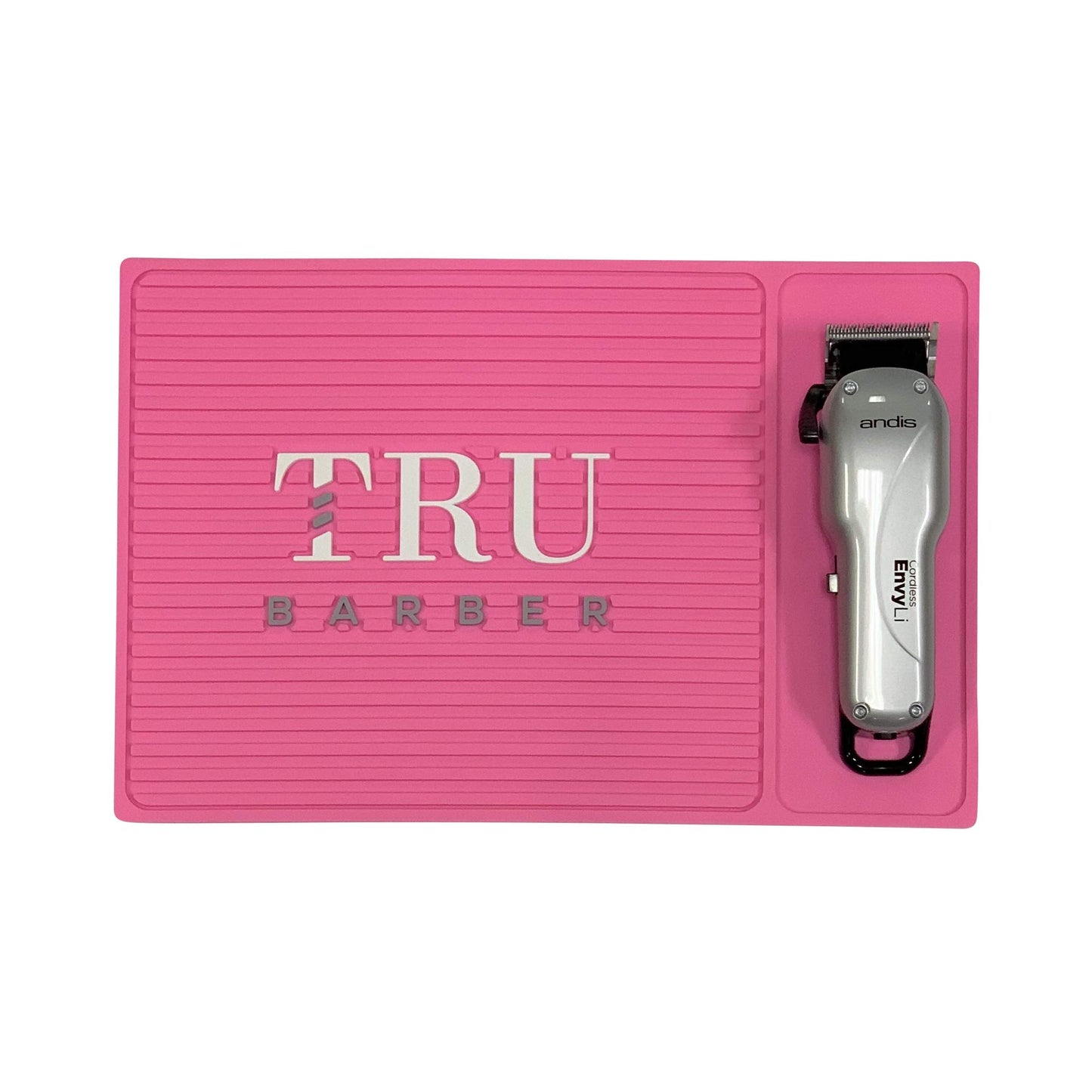 TRU BARBER MAT 13”X 9” (PINK) Flexible PVC Station Mat, Professional Mat, Salon and Barbershop work Station pads, Beauty salon tools hair stylist, Counter mat for clippers, Anti-slip