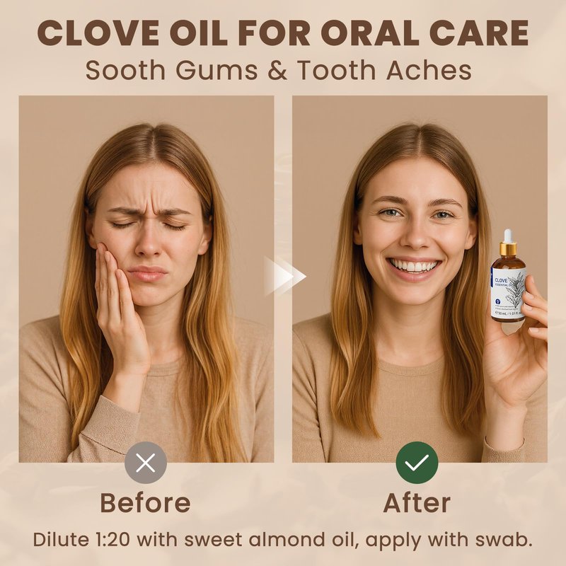 HIQILI 1 Fl Oz Clove Oil for Teeth and Gums, Oral Care, DIY Clean Spray, Aromatherapy, 100% Pure Natural Premium - 30ml