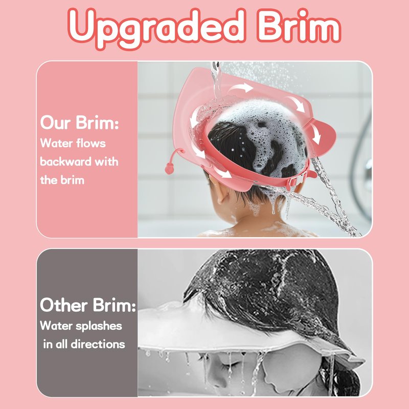 Lonlown Baby Shower Cap Shield for Kids Soft Silicone Adjustable1-8 Years Old Hair Washing Hat for Kids Toddler Shower Cap Shield Makes the baby Bath More Fun