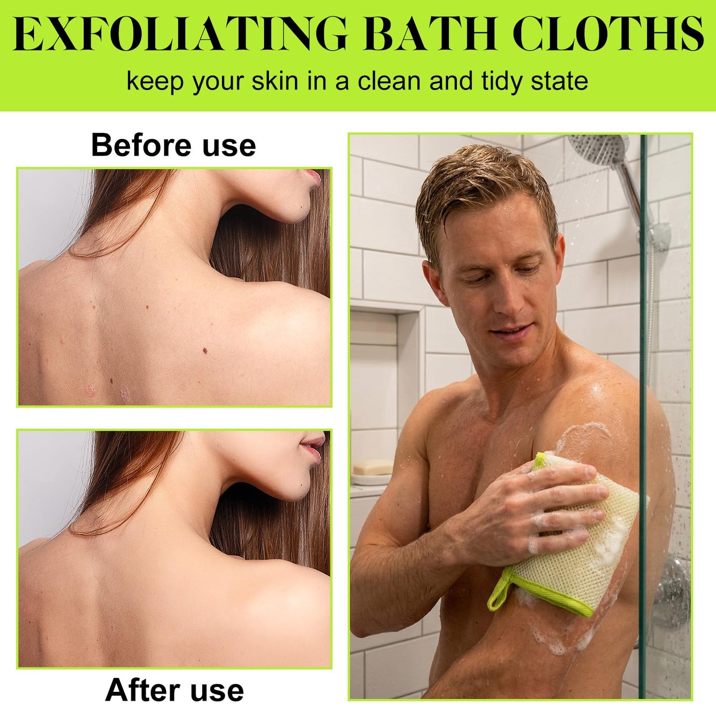 4 PCS Exfoliating Washcloths, Bath Scrub Cloths Net Wash Towels, Exfoliate Bath Towel Cloths for Women Man Deep Cleaning Face Body