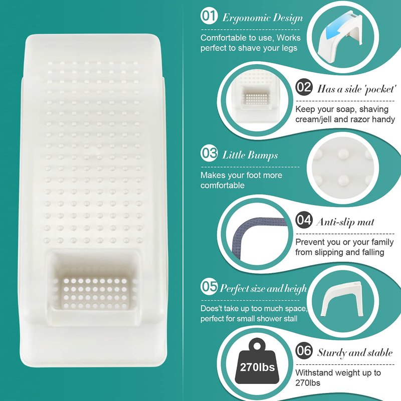 Shower Foot Rest Stool - Ideal for Shaving Legs & Pedicures | Durable Non-Slip Design