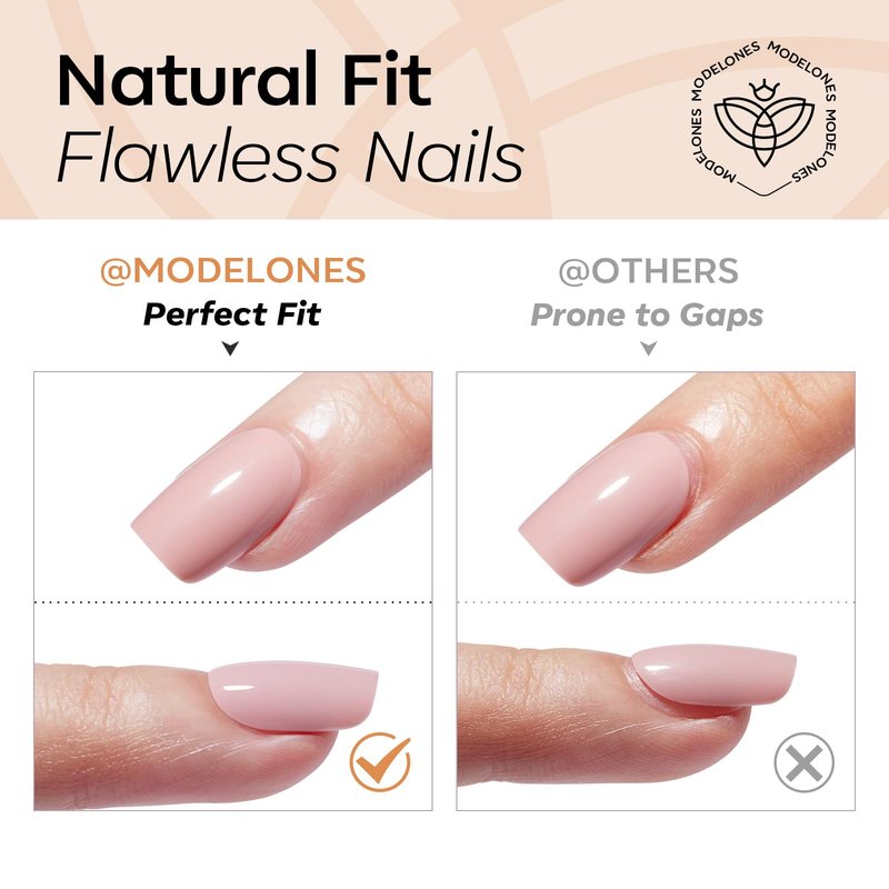 Modelones Pink White Press on Nails Almond, Nude Short Fake Nails, Reusable Nail Kit with Nail Glue Adhesive Tabs Mini Nail File, Nails Press Ons 32Pcs 16 Sizes, Women Girl Gift