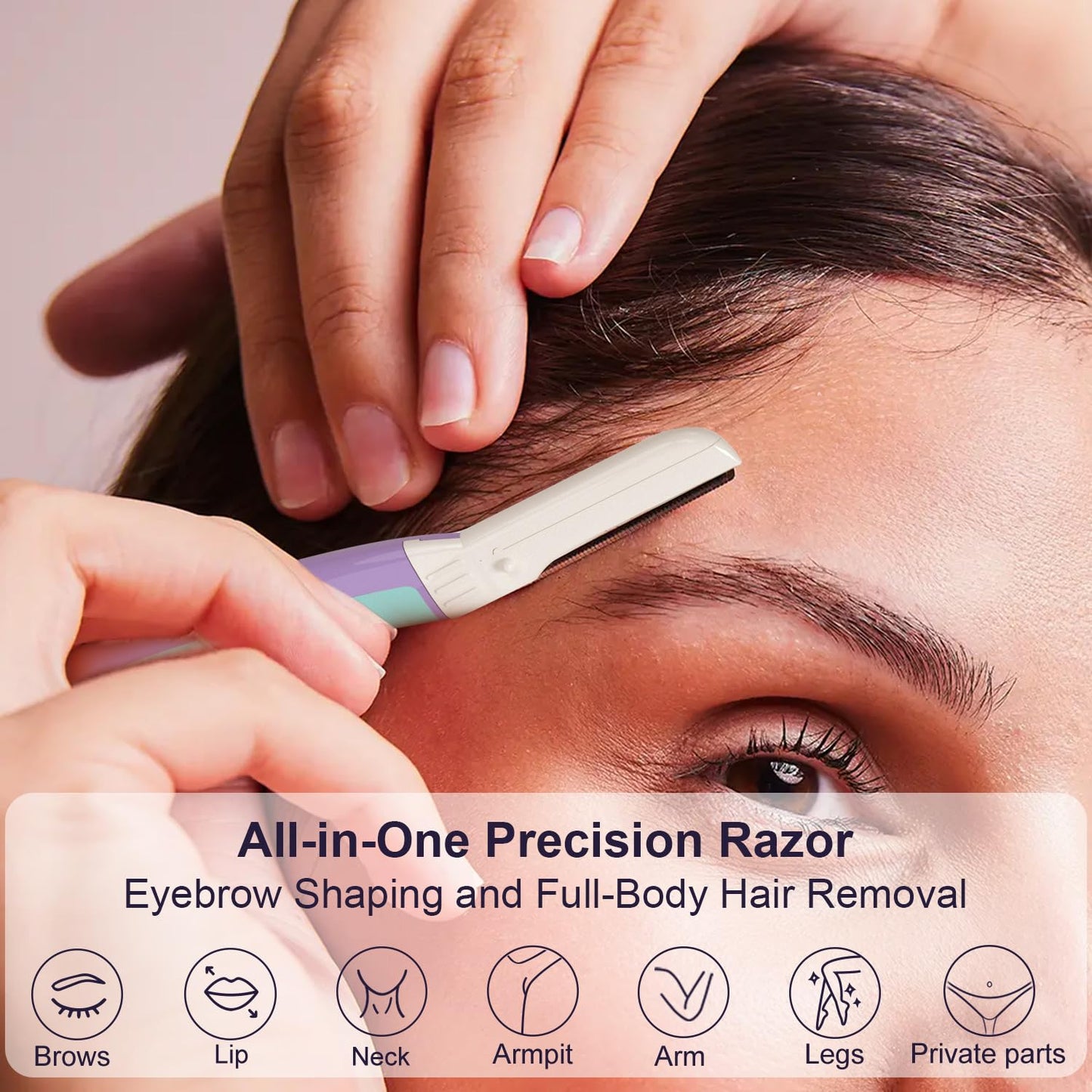 THURLADY Dermaplane Razor for Women Face, Eyebrow Razor, Face Razors for Women, Dermaplaning Tool, Travel Essentials, (9 pcs, Wisteria)