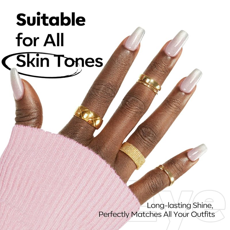 modelones Cat Eye Gel Nail Polish, Silver White Glitter Gel Polish with Magnet 9D Holographic Clear Crystal Nail Polish Soak Off UV Shimmer Polish 15ML