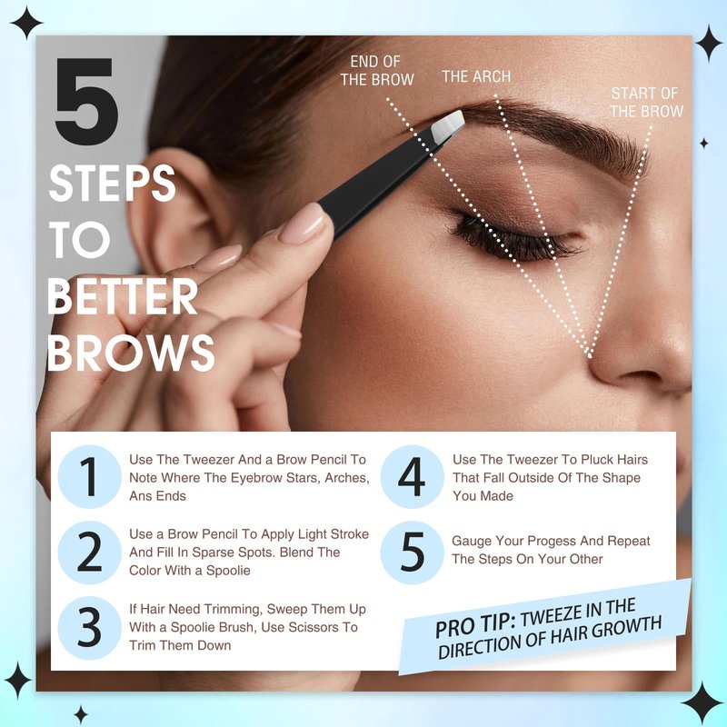 Mudder 12 Pcs Eyebrow Tweezers Set for Facial Hair Stainless Steel Slanted Tip Tweezers in Bulk for Men and Women(Black)