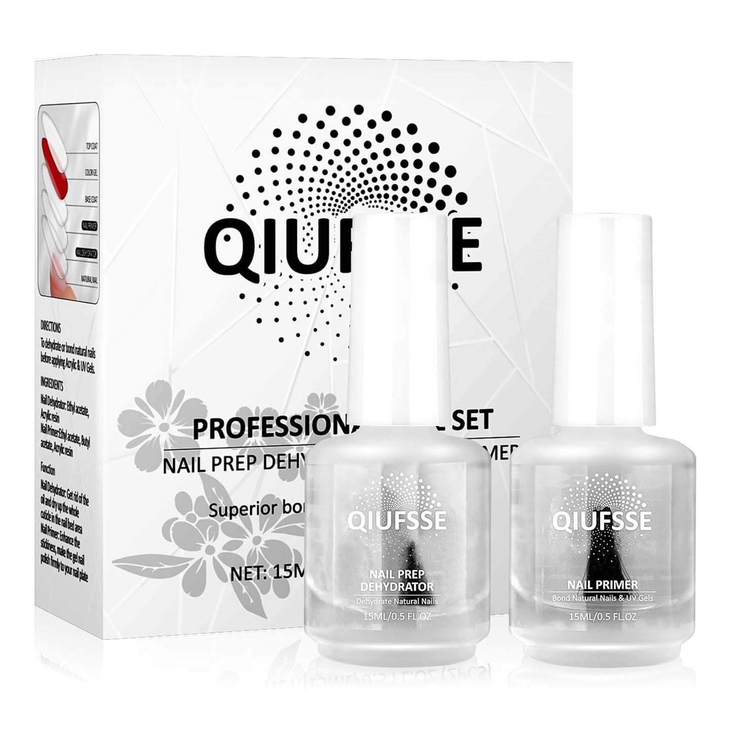 Skiennix Nail Prep Dehydrator & Primer - Acid-Free Formula for Gel Polish | 0.5 Fl. Oz.