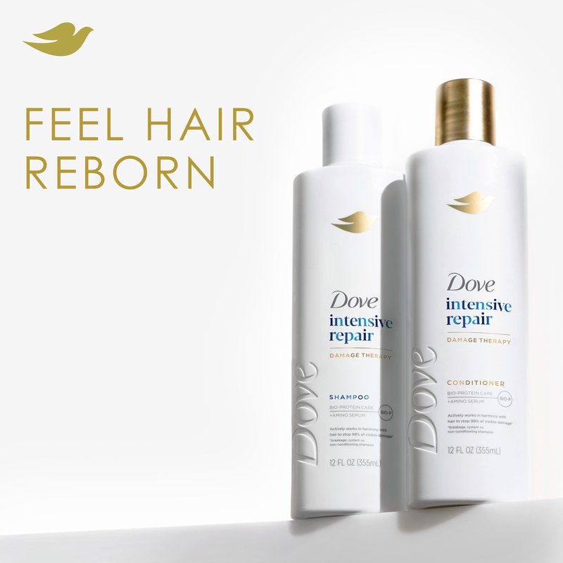 Dove Conditioner Intensive Repair for Damaged Hair Bio-Protein Care Technology and Amino Serum 12 oz,(Pack of 8)