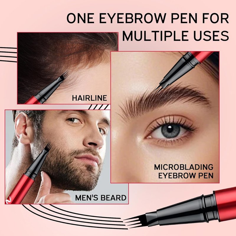 Skiennix Eyebrow Pen - Waterproof Microblading Pencils with Brush | 2-Pack, Dark Brown, All-Day Wear