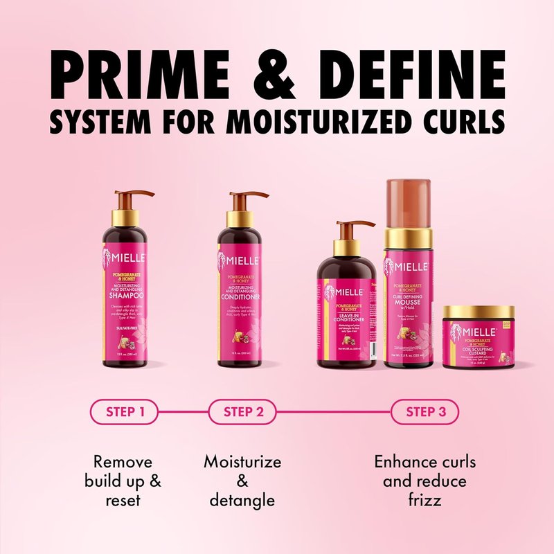 Mielle Organics Leave-In Conditioner for Curly Hair - Moisturizing Detangler & Damage Repair, 12 Fl Oz