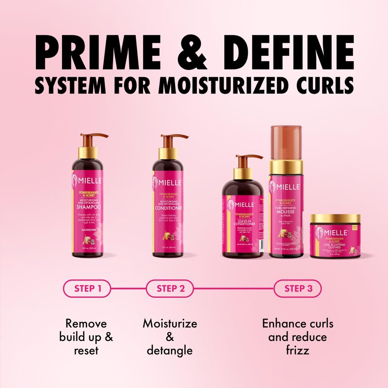 Mielle Organics Pomegranate & Honey Curl Cream - Coil Sculpting Custard for Type 4 Hair - Hydrates, Controls Frizz, Conditions & Adds Shine,12 Fl Oz