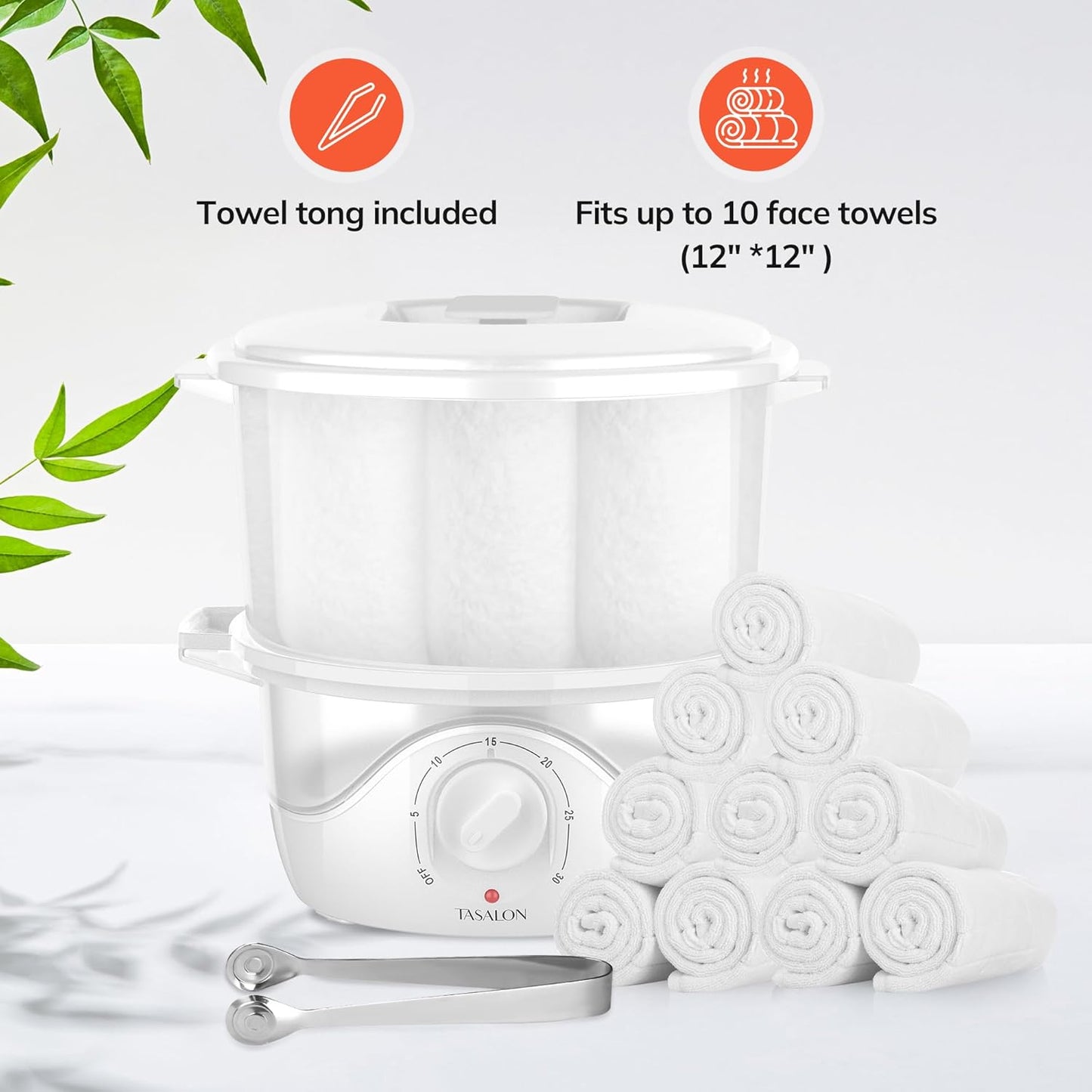 TASALON White Hot Towel Steamer - Quick Heating Facial Towel Warmer | Portable Spa Equipment with Aromatherapy