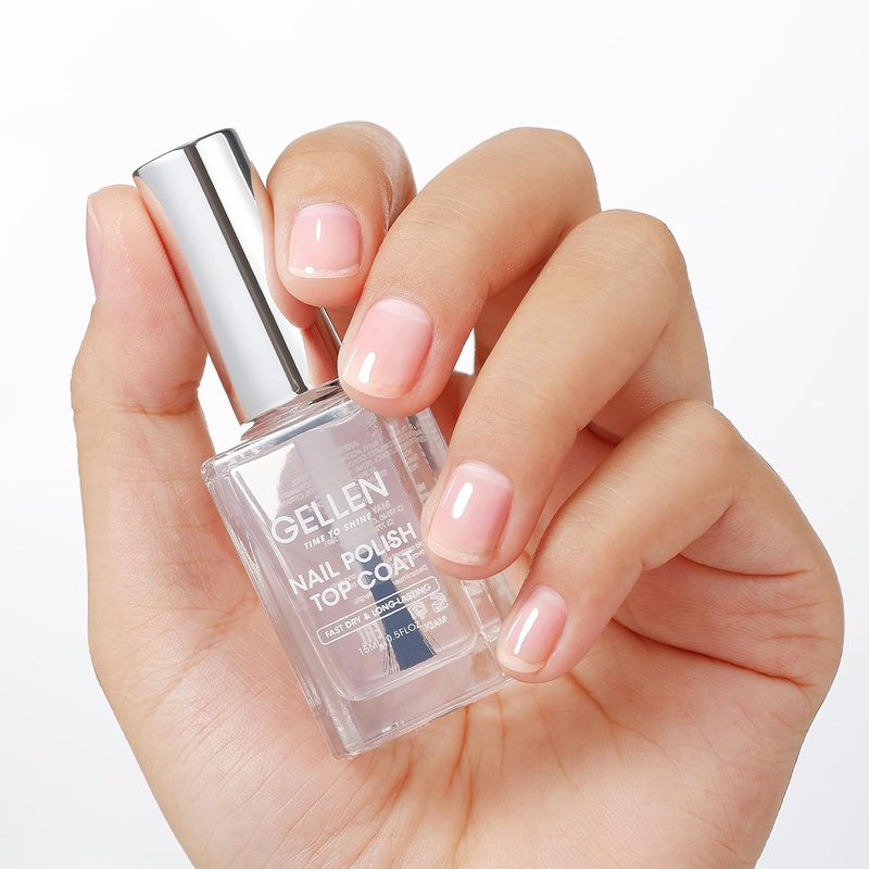 GELLEN Clear Nail Polish - Glossy Top Coat With Calcium Formula | Quick Dry, Long Lasting, 15ml