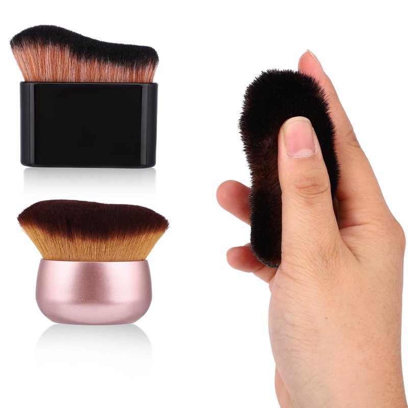 2pcs Self Tanning Brush Set, Self Tanner Applicator Blend Brush Foundation Makeup Spray Tan Body Bronzer Blending Brushes for Face Leg (Pink, Black)