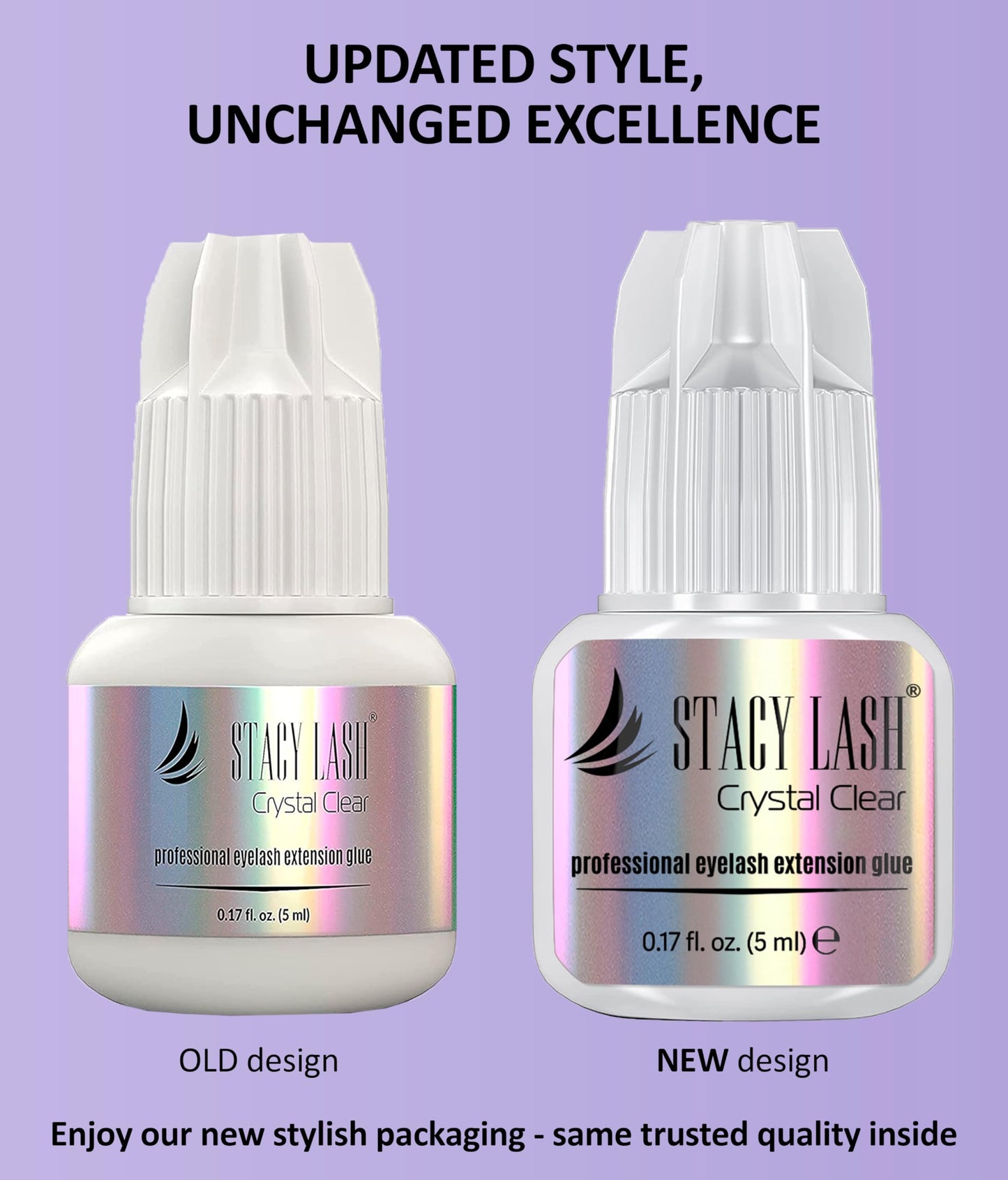 STACY LASH Crystal Clear Eyelash Extension Glue (0.17fl.oz/5ml)/1 Sec Drying Time/Retention – 8 Weeks/Transparent Adhesive/Lash Tech Supplies