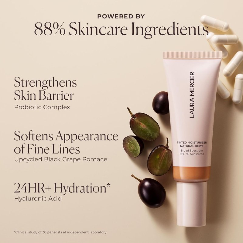 Laura Mercier Tinted Moisturizer - Natural Dewy SPF 30 | 24HR Hydration, Buildable Coverage, Improve Skin Tone