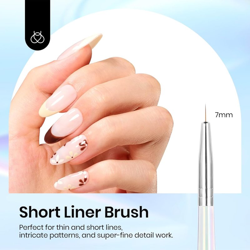 Beetles Nail Art Brushes Set - 5 Pcs Liner Brushes & 15ml Clear Blooming Gel Polish for Marble Effect
