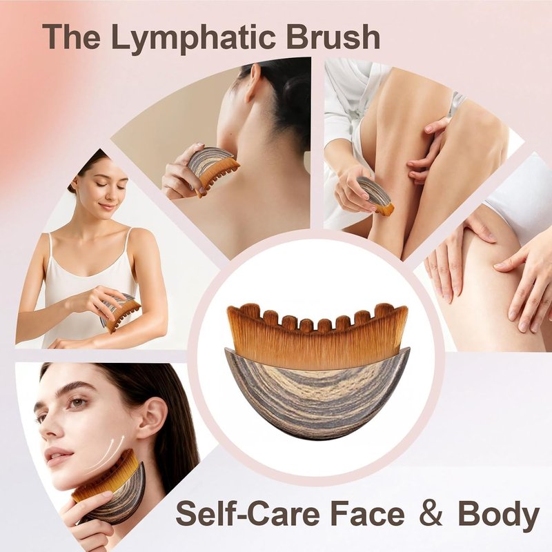 Skiennix Lymphatic Contour Face Brush - Sculpting & Drainage Massage Tool for Anti-Puffiness (1 Pack)