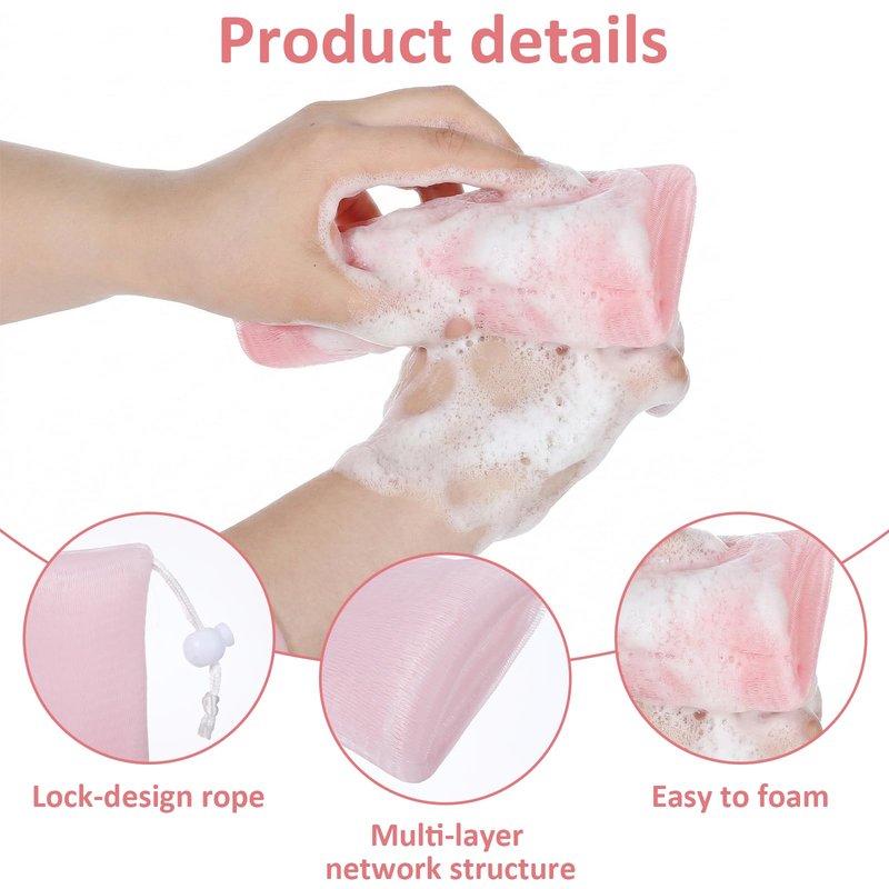 8 PCS Bar Soap Pouch for Washing Body, Soap Saver Bag for Bar Soaps, Reusable Mesh Soaps Bag with Drawstring, Bubble Foaming Net for Facial and Body Cleaning (4 Colors)