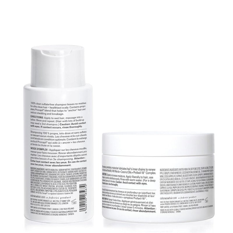 Color Wow Curly Hair Wash Day Duo - 100% Clean Shampoo with Root-Locking Technology & COCO-MOTION Conditioner