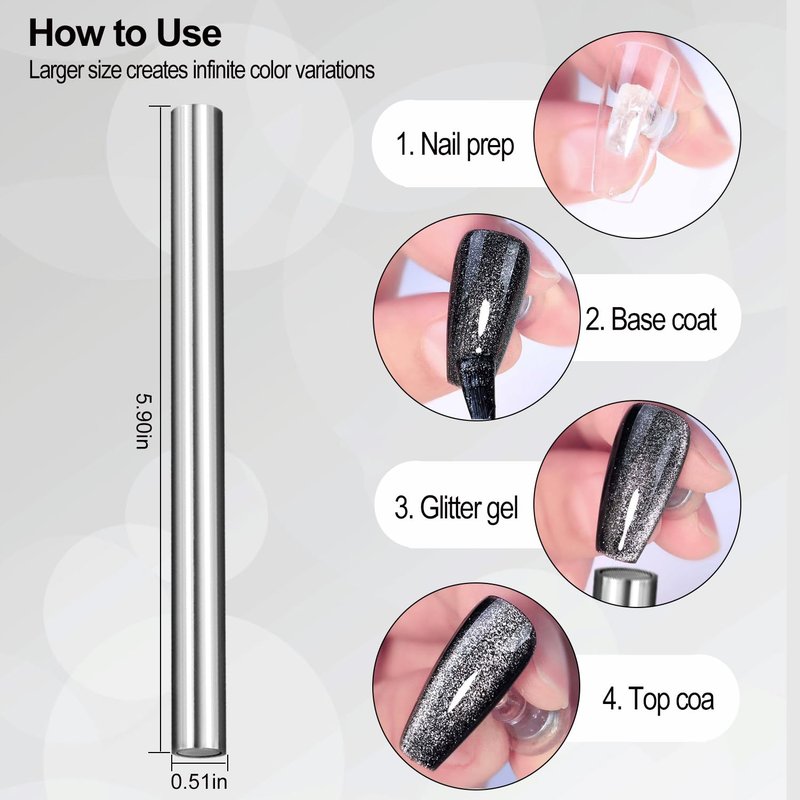 Cat Eye Nail Magnet - 5.9-Inch Double-Head Magnetic Tool for 3D Nail Art | DIY & Salon Use