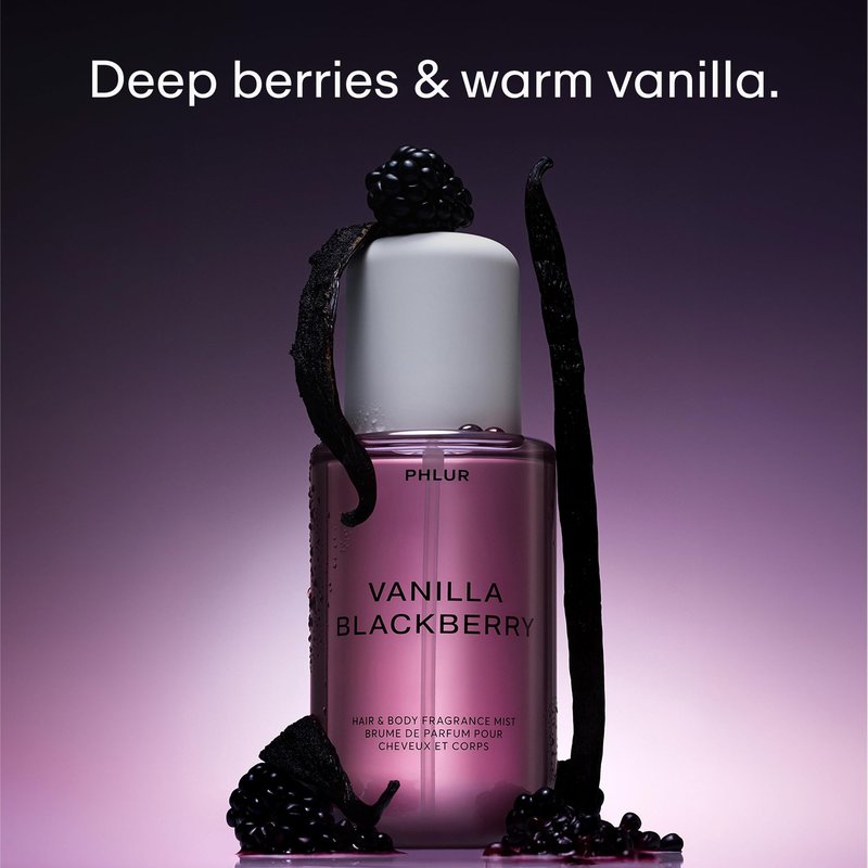 PHLUR Vanilla Blackberry Body Mist, 8 Fl Oz - Hair and Body Perfume for Women, Vanilla Perfume Body Spray with Blackberry, Raspberry Blossom and Warm Amber Fragrance