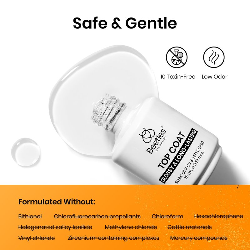 Beetles 2Pcs 15ml Base and Top Coat Set - Upgrade No Wipe Extra Glossy Gel Top Coat Finish & 15ml Nail Dehydrator and Primer - Acid Free & Hema-Free Natural Prep Dehydrate and Bond Primer