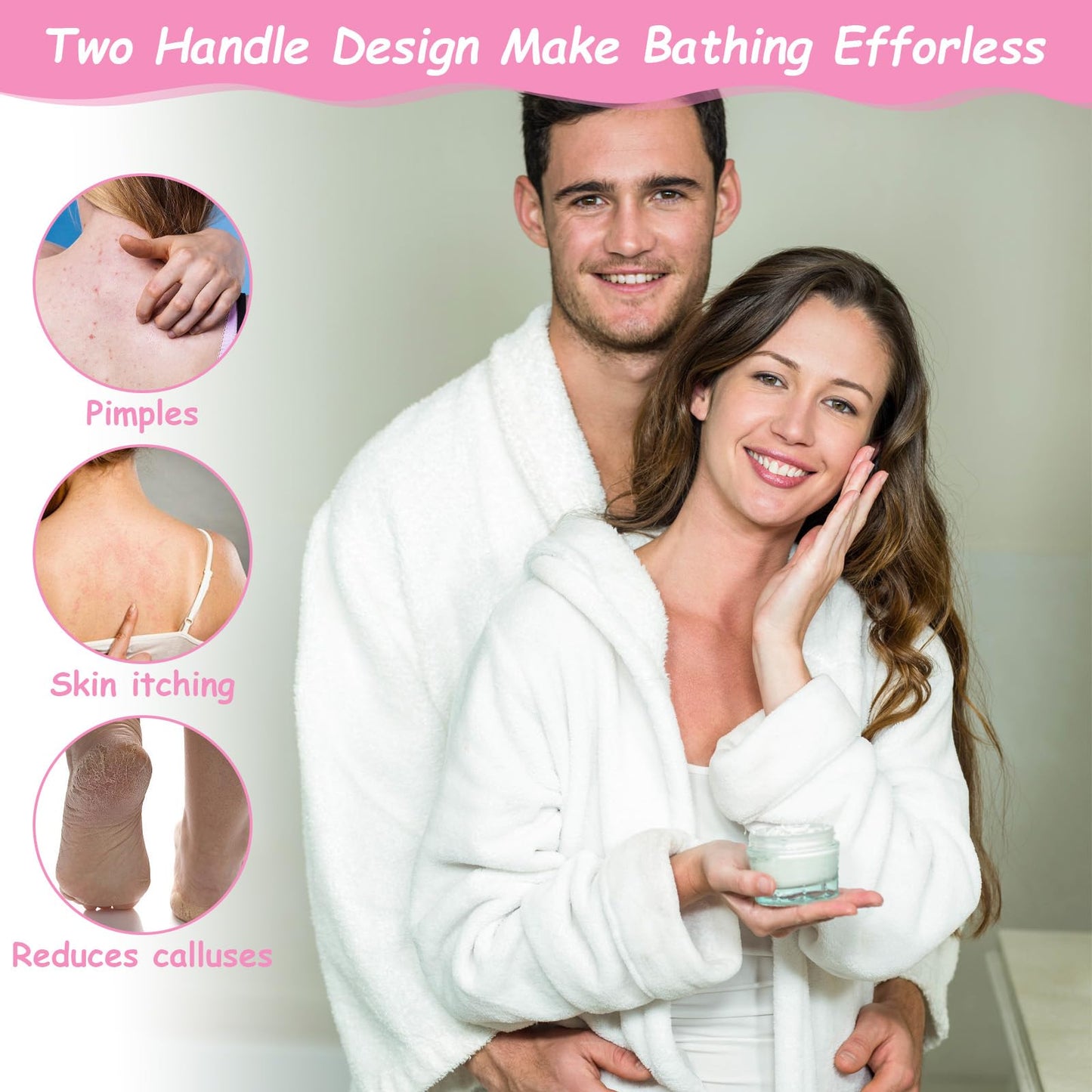 12 Pcs Exfoliating Back Scrubber for Shower with Handles Nylon Back Exfoliator Washers Stretchable Pull Strap Exfoliating Loofah Washcloth for Women Men Body Deep Cleaning Massages