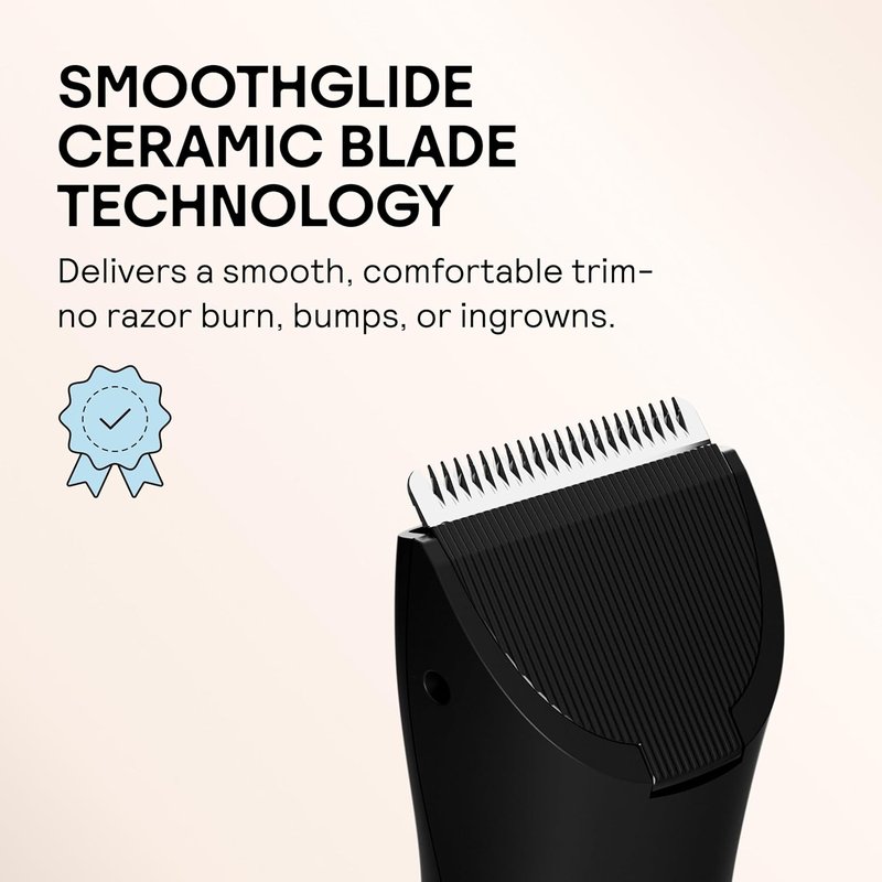 MERIDIAN The Trimmer Original - Waterproof Electric Body Hair Trimmer for Men | Rechargeable Groomer for Pubic, Chest, Legs & Underarms - Onyx