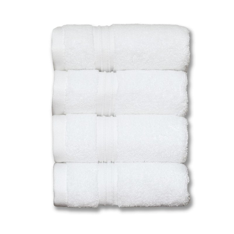 Milara Turkish Super-Plush Wash Cloths Set 4-Piece | Premium 100% Cotton Washcloths Absorbent, Durable with Hanging Loops | White Color Bath Washcloths, (13 x 13 Inch)