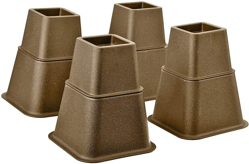 HOME IT Adjustable Bed Risers - Furniture Risers - Elevation in Heights 3, 5 or 8 Inch Heavy Duty Risers for Sofa and Table - Bed Lifts Bed Riser Set of 4 (Brown)